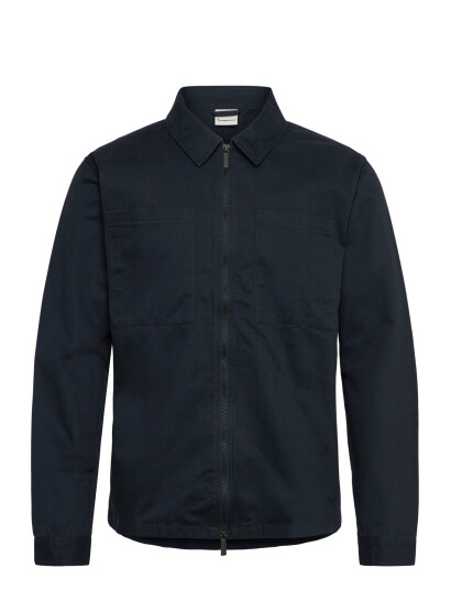 Knowledge Cotton Apparel Twill Zip Overshirt - Navy - S