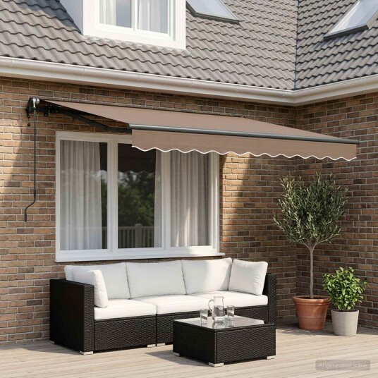 vidaXL Uttrekkbar markise Gråbrun 450 × 350 cm Stoff og Aluminium