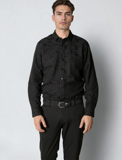 Clean Cut Copenhagen Malvin Jaquard Shirt - Black - XXXL Clean Cut Copenhagen Malvin Jaquard Shirt - Black - XXXL