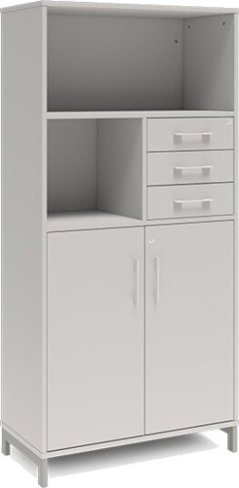 Kontorskab Dna, 800X1660 Mm, Lys Grå/Alugrå, Skuffemodul 4A4/2A4