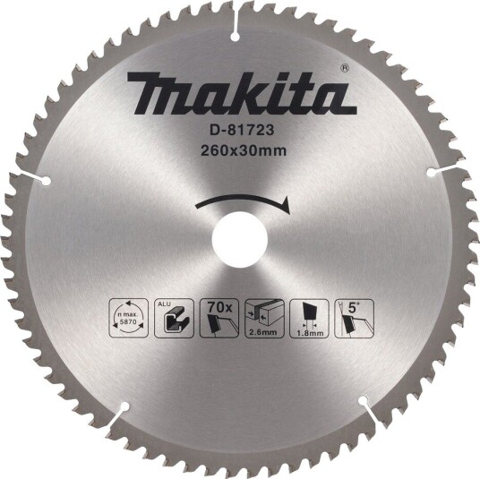 Makita Sirkelsagblad 260X30mm 70Z For Aluminium