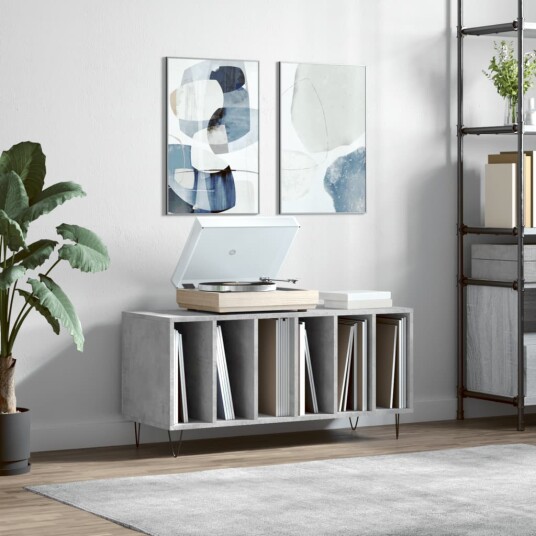  Hifi benk betonggrå 100x38x48 cm konstruert tre