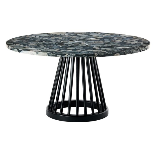 Tom Dixon Fan bord svart steintopp 90 cm pebble