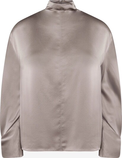 Reiss Meena High Neck Silk Shirt - NEUTRAL - 42
