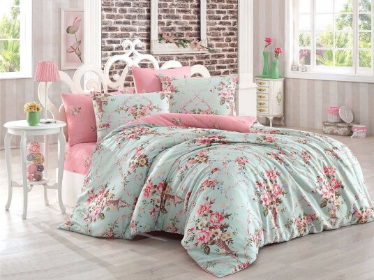 Eponj Home Sengetøy Dobbelt 4 deler Mint/Rosa/Gul/Grønn