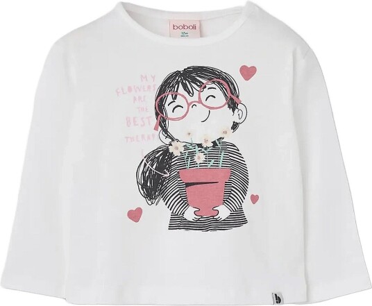 Boboli Knit T Shirt For Girl Bci OFF WHITE 86