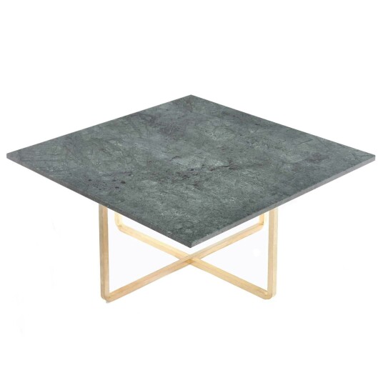 Ox Denmarq Ninety Sofabord 80 cm Messingstativ Grønn Marmor