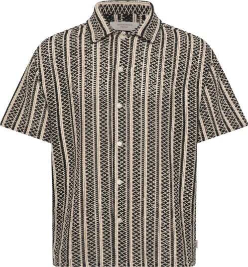 Jack & Jones Jorcotedazur Bellagio Crochetshirt Ss Sn   Black   XS