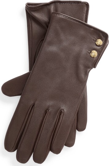 Lauren Ralph Lauren Sheepskin Tech Gloves Brown M