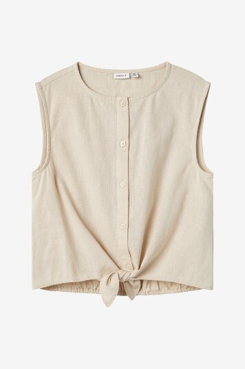 Name It Topp nkfFalinnen SL Short Top Beige