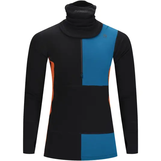 Aclima Men's Warmwool Hoodsweater With Zip Jet Black/corsair/gold Flame M