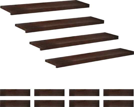 vidaXL Trappetrinn 12 stk. 110 x 30 x 2 cm Mørk brun Massiv bøketre