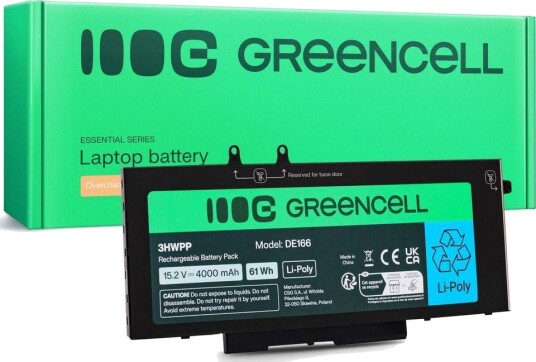 Green Cell De166 Batteri Til Dell 3Hwpp Latitude 5400/5401/5410/5411/5500/5501/5510/5511/7591 4000 Mah 15,2 V DE166
