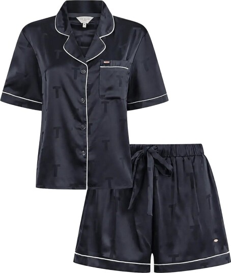 Ted Baker London Sybil Short Jacquard Traditional Satin Pyjama Set   AFTER MIDNIGHT   XXL