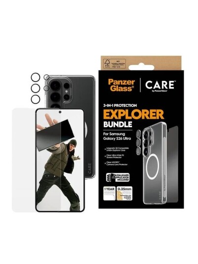 PanzerGlass 3-i-1 Bundle for Samsung Galaxy S26 Ultra med Deksel og Skjermbeskyttelse