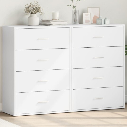  Skjenker 2 stk hvit 60x31x84 cm konstruert tre