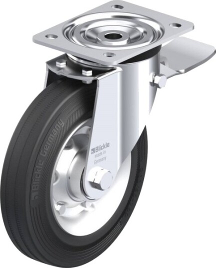 Blickle 50054 L-V 200K-St Styrehjul Med Brems, Hjuldiameter 200 Mm, Bæreevne Maks. 205 Kg, 1 Stk