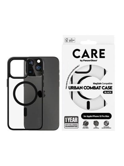 CARE by PanzerGlass Urban Combat Gjennomsiktig Mobildeksel med MagSafe for iPhone 15 Pro Max