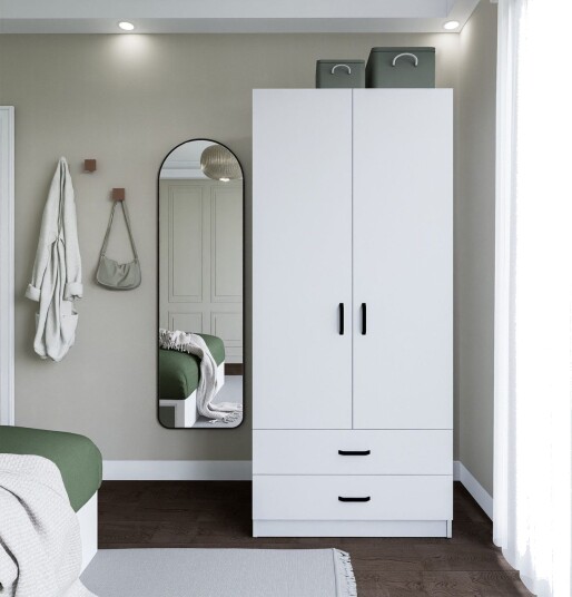 Yaman Garderobe 80x182 cm - Matt hvit