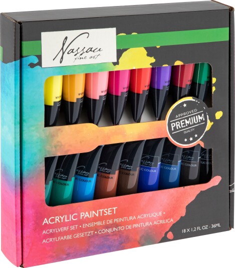Nassau Paint acrylic incl. fluor & metallic 18x36 ml AR0701/22GE