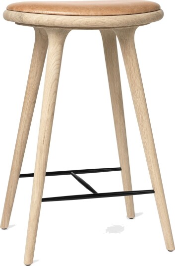 Mater Høy Barkrakk Såpebehandlet Eik/ Sand Lær 69 cm Mater Høy Barkrakk Såpebehandlet Eik/ Sand Lær 69 cm