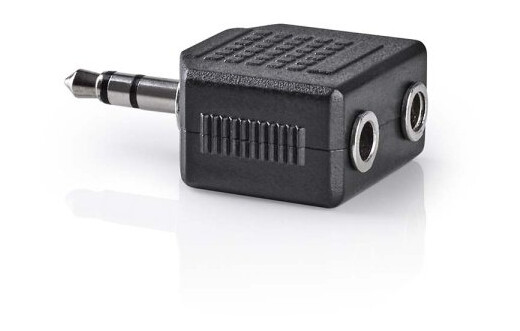 Nedis Stereo Audio Adapter | 3.5 mm Han | 2 stk. 3.5 mm hunn | Nikkel belagt | Rett | ABS | Sort | 1 stk. | Boks