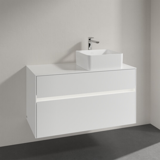 VILLEROY & BOCH COLLARO SERVANTSKAP 100 M/LYS FOR SERVANT HØYRE M/2 SKUFFER HVIT HØYGLANS VILLEROY & BOCH COLLARO SERVANTSKAP 100 M/LYS FOR SERVANT HØYRE M/2 SKUFFER HVIT HØYGLANS