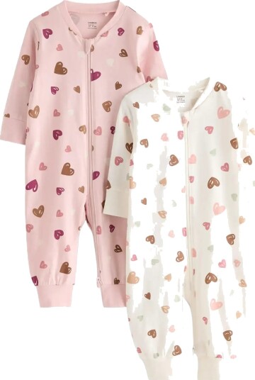 Lindex 2 Pack Pyjamas With Allover Print Pink 104