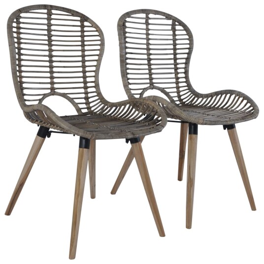vidaXL Spisestoler 2 stk brun naturell rotting vidaXL Spisestoler 2 stk brun naturell rotting