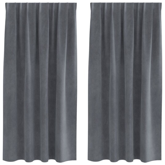 Gardiner med gardiner 2 pcs Lysegrå 140 x 175 cm Fløyel Gardiner med gardiner 2 pcs Lysegrå 140 x 175 cm Fløyel