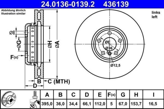 Bremseskive ATE 24.0136-0139.2