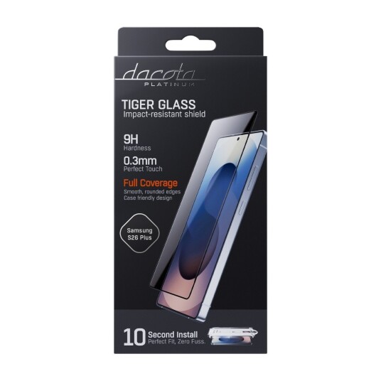 Dacota Platinum Samsung Galaxy S26+ Tiger Glass skjermbeskytter Svart