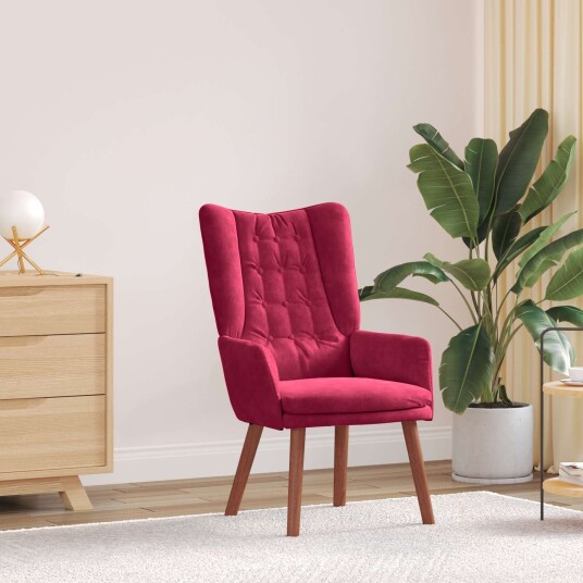 Avslappende stol Vinrød 63 x 67 x 94 cm Fløyel Avslappende stol Vinrød 63 x 67 x 94 cm Fløyel