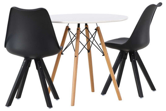 Venture Design Danburi & Zeno spisegruppe Svart/hvit 2 stoler & bord 60 cm