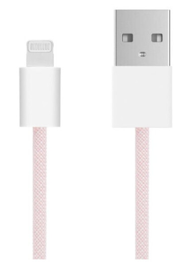 Linocell Flettet USB-A- til Lightning-kabel Rosa 0,5 m