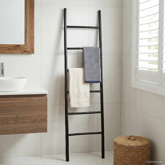 vidaXL Teppestige Svart 50 x 190 cm Bambus