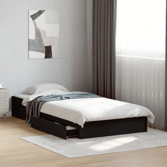  Sengeramme med skuffer svart 90x190 cm konstruert tre 8721102623608