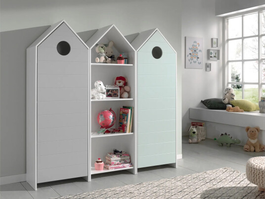 Bustorp Garderobe og hyllesett - Hvit/Grå/Mintgrønn