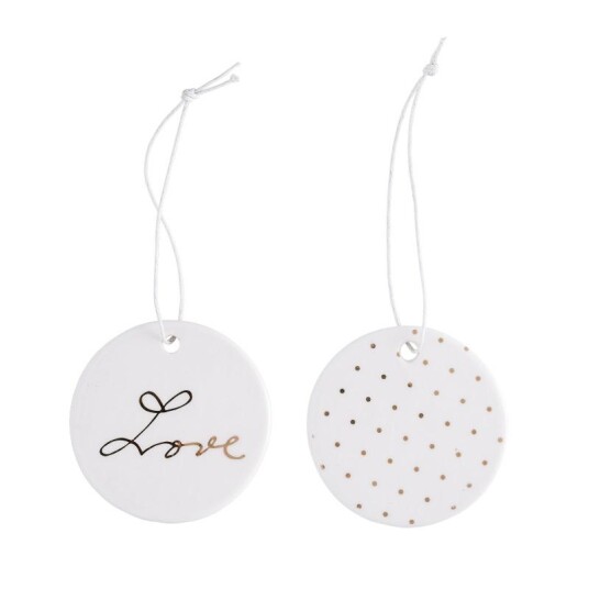 Bloomingville Ornament Love Hvit gull 2stk