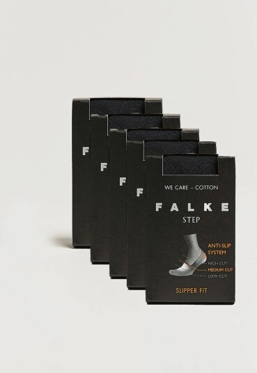Falke 5 pack Step In Box Loafer Socks Black