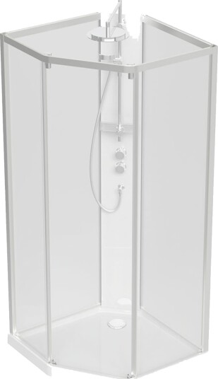 Contura Showerama Comfort Pentagonal Dusjkabinett komplett Børstet aluminium, Baderom