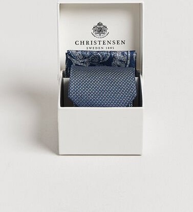 Amanda Christensen Box Set Silk 8 cm Tie And Pocket Square Sky Blue