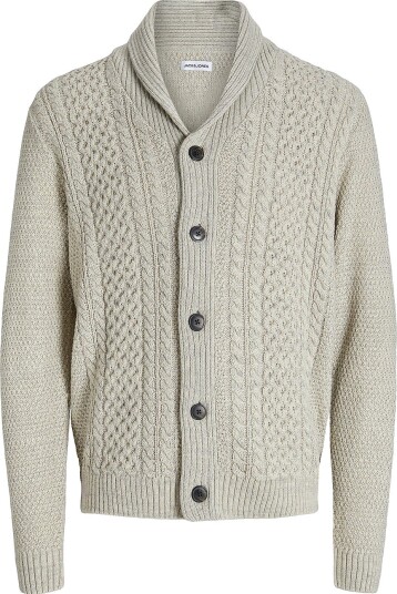 Jack & Jones Kardigan jjPaul Knit Shawl Hvit Jack & Jones Kardigan jjPaul Knit Shawl Hvit
