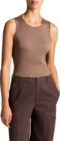 Vince Rib shell singlet S beige dame