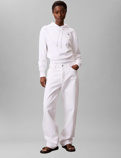 Calvin Klein Jeans Ls Rlxd Mono Fr Terry Po Hood White M