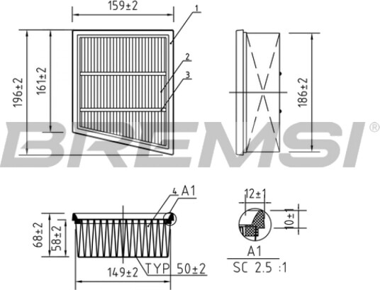 Luftfilter BREMSI FA0205 Luftfilter BREMSI FA0205