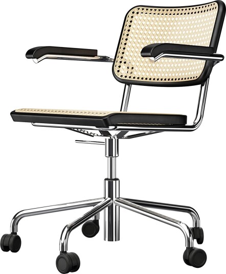 Thonet S 64 VDR Svingbar Kontorstol med Armlener Krom/ Sort Bøk Thonet S 64 VDR Svingbar Kontorstol med Armlener Krom/ Sort Bøk