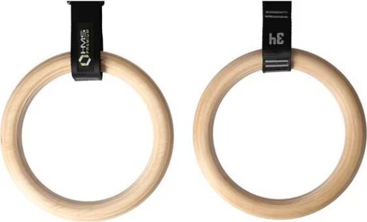 HMS Wooden Gymnastic Rings With Measure Carabiner TX08 HMS Wooden Gymnastic Rings With Measure Carabiner TX08