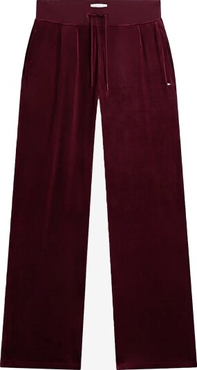 Tommy Hilfiger Velour Track Pants BURGUNDY M
