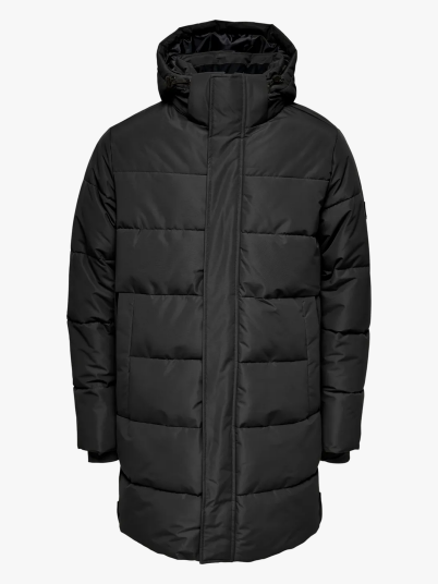 Only & Sons Carl Life Long Quilted Coat Sort S Only & Sons Carl Life Long Quilted Coat Sort S